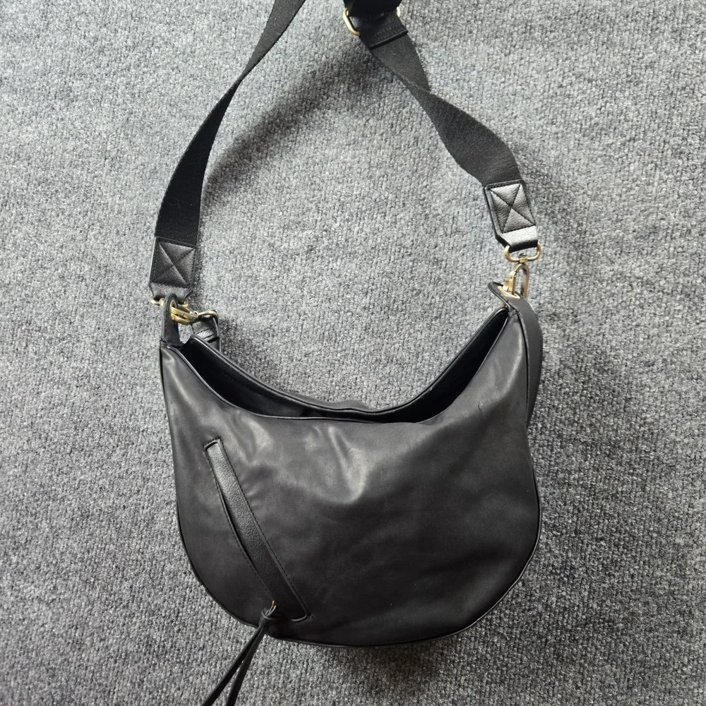 Unbranded Hobo Bag Women Medium Black Excellent Crescent Crossbody (A1)